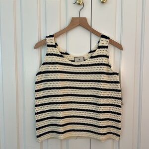 Tuckernuck Navy and Cream Striped Tank Top